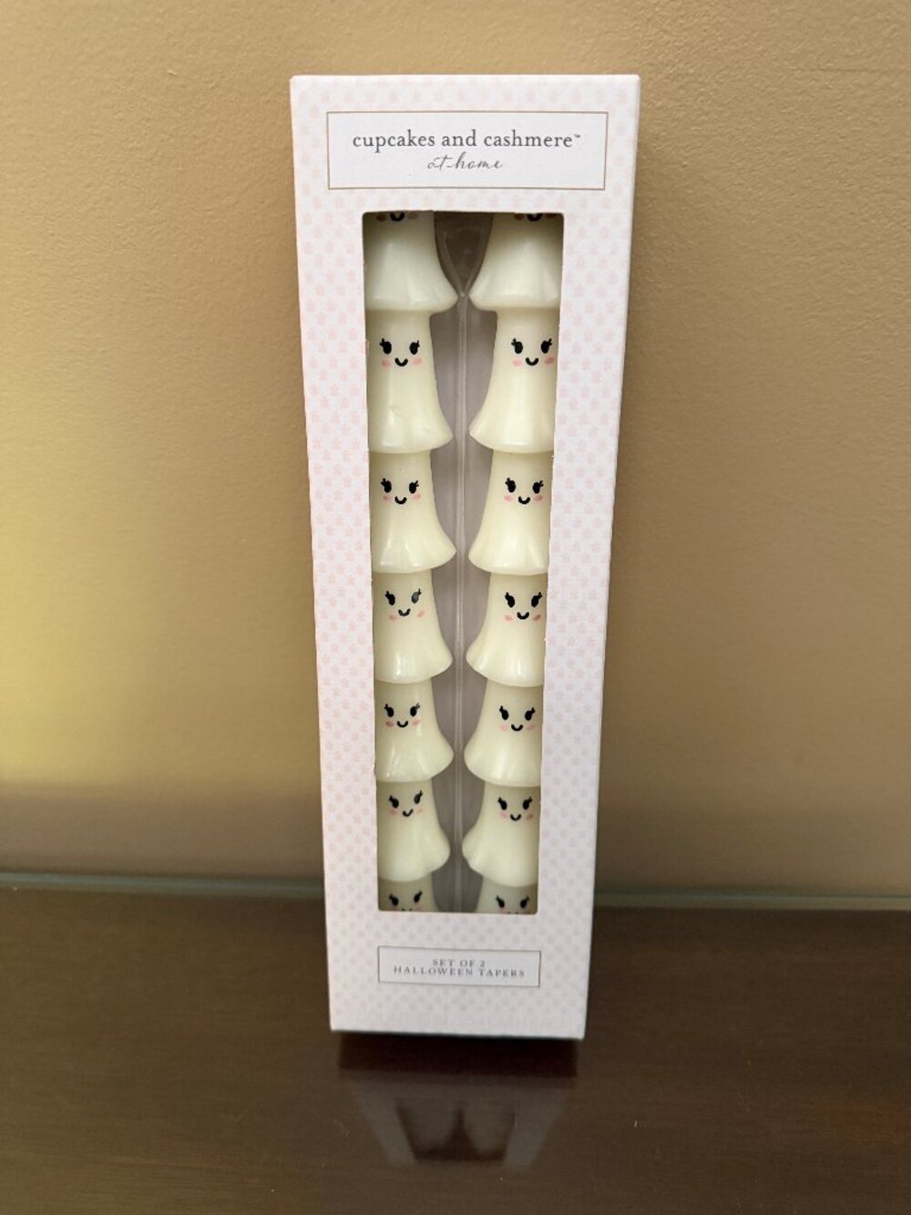 Cupcakes & Cashmere at Home - Halloween Ghost Taper Candles Set of 2 NIB